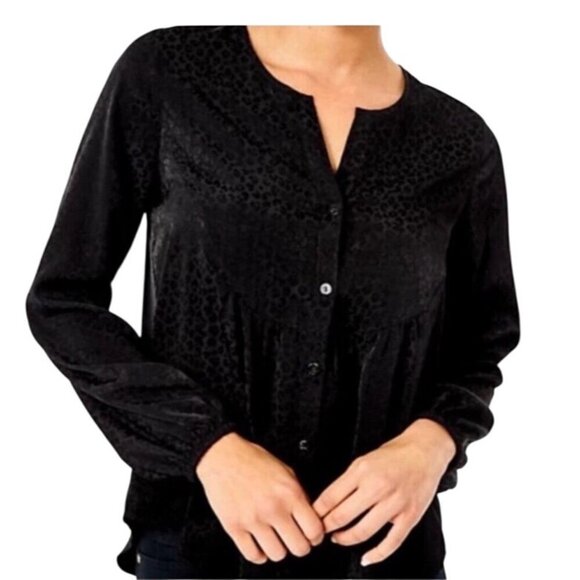 Lilly Pulitzer Hensley leopard print neutral black blouse button up women’s XL - Picture 1 of 13